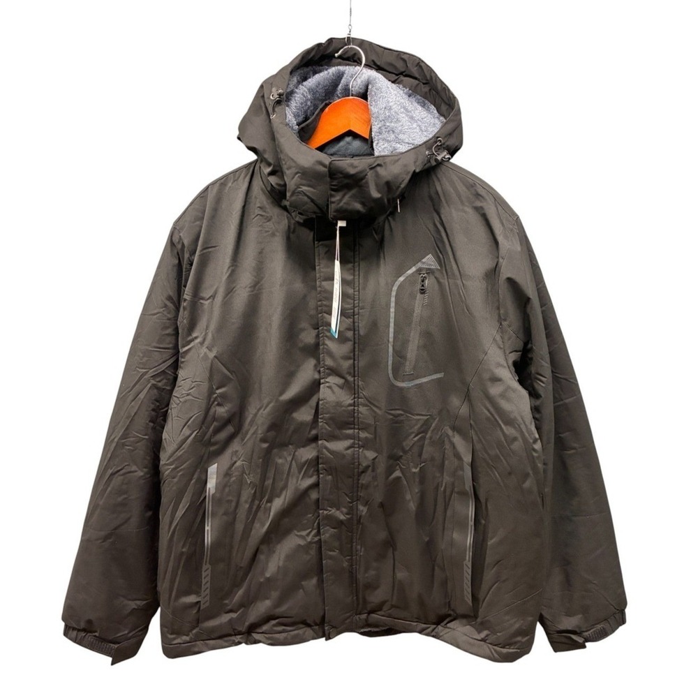 Skieer Waterproof Hooded Ski Jacket Mens XL Black Fleece Lined Winter Warm NWT